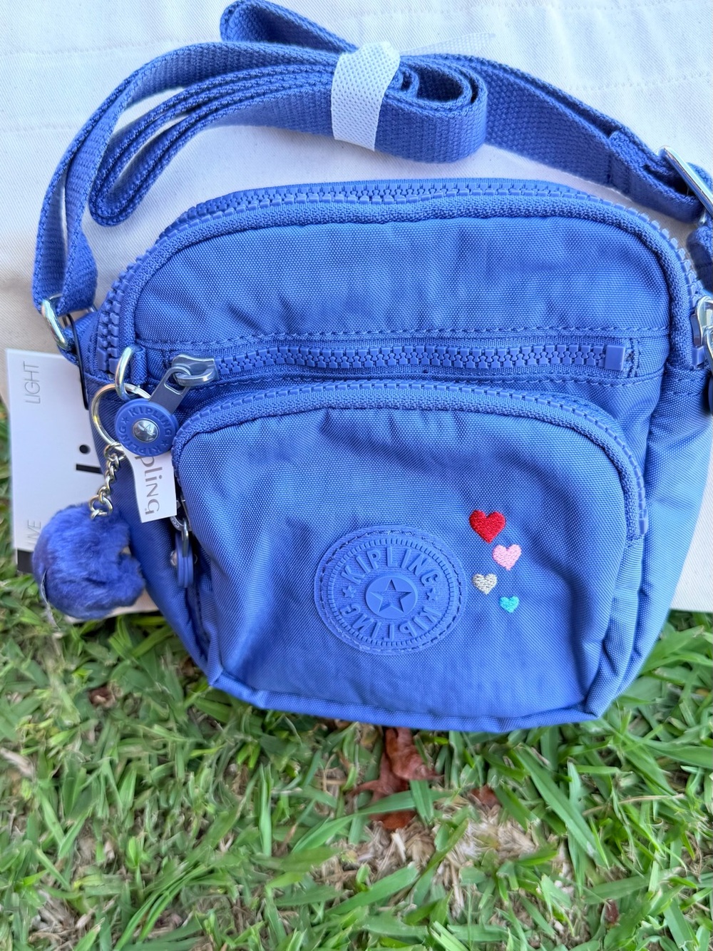 Kipling Royal Blue Crossbody Bag with Heart Embroidery